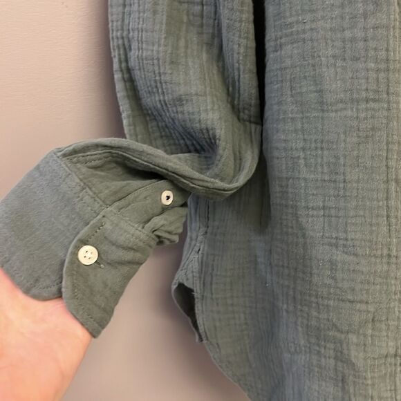 J. Crew Women’s Green Long Sleeve Super Soft Cotton Button Down Shirt- Size 6 - Picture 5 of 14